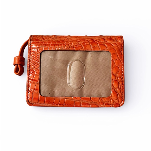 BRAHMIN Jane Mine Bifold Wallet Croco Leather Mandarin Orange - Picture 2 of 4